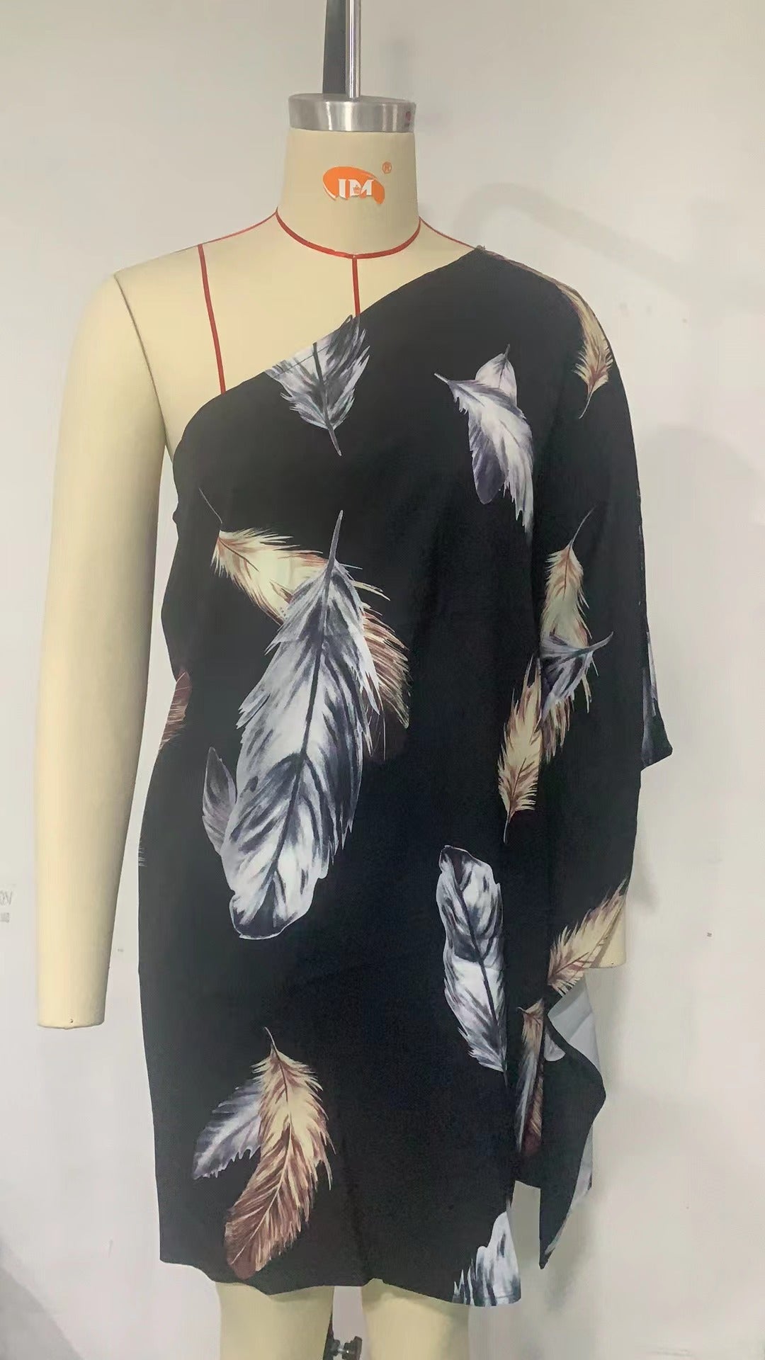 Spring Summer Positioning Print Ombre One Shoulder Casual Dress 20