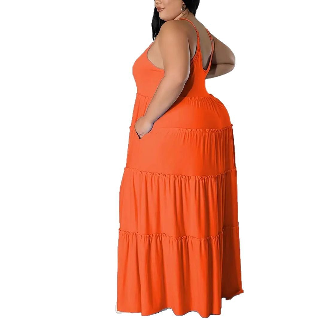 Plus Size Women Casual Summer Suspender Dress 6