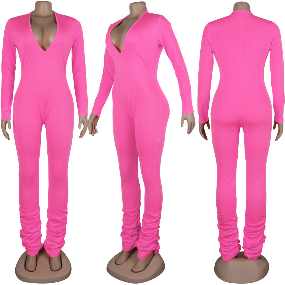 Women Solid V Neck Jumpsuit 18