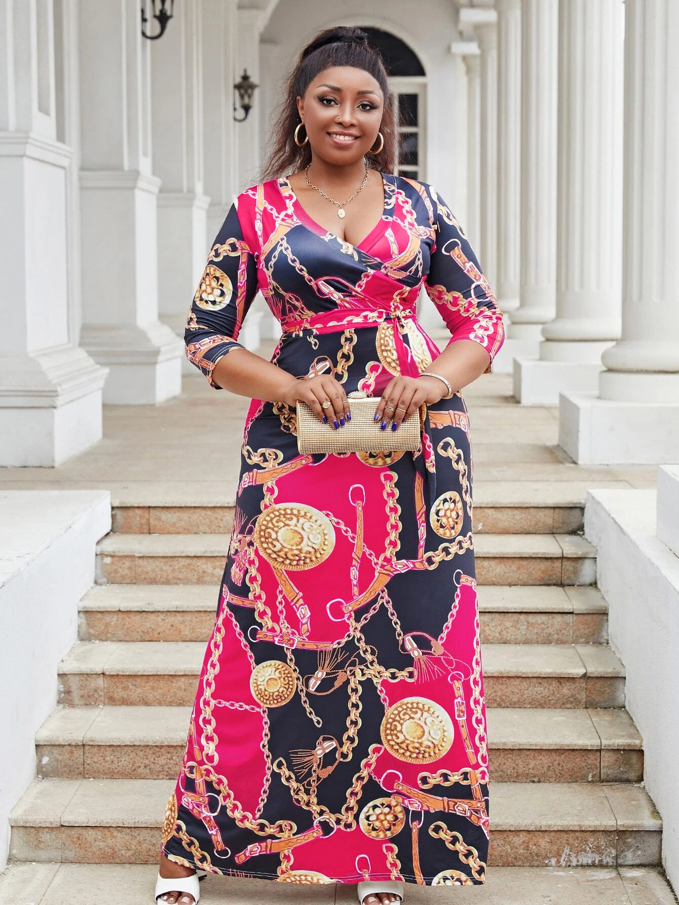 Sexy Fashion Chain Print Fashion Swing Dress 3