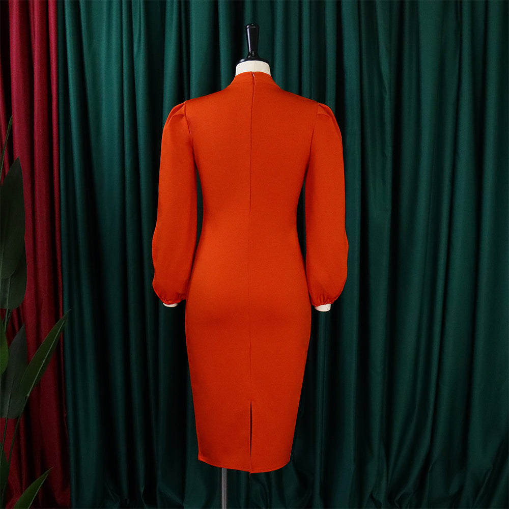 Plus Size Women Solid Color cut out sleeve bodycon Dress 15