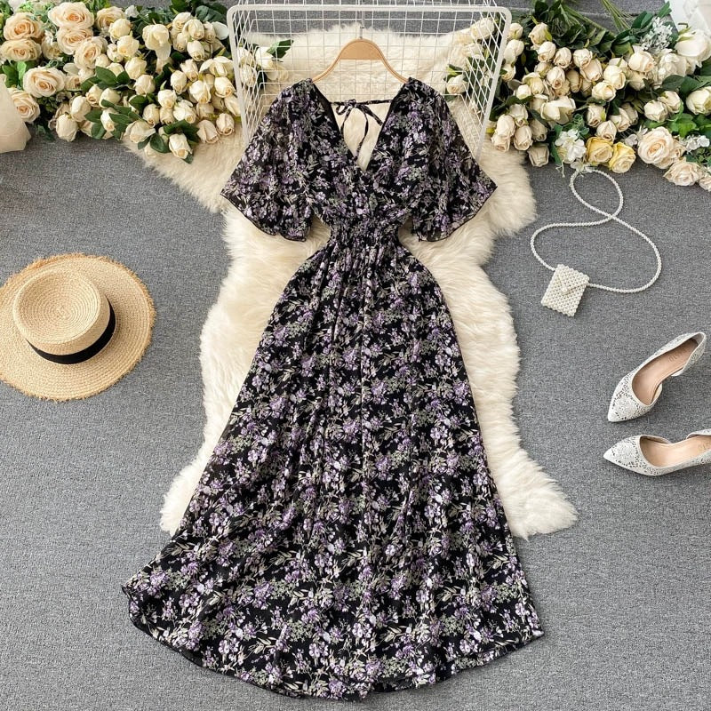 Women Summer Sexy V-Neck Beach Holidays Dress 21