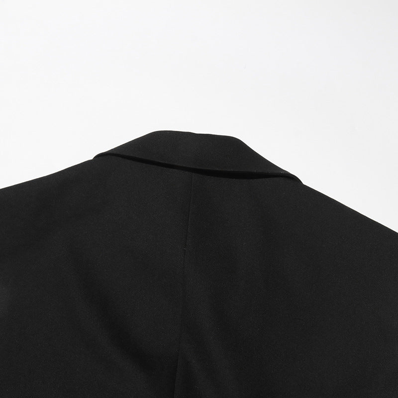 Patchwork Cross Tie Vest Solid Color Sleeveless Blazer for Women 14