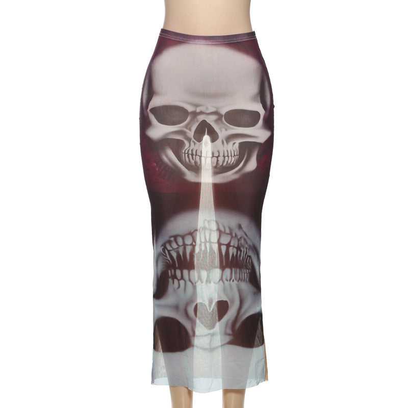 Women Winter Street Mesh Print Bodycon Skirt 6