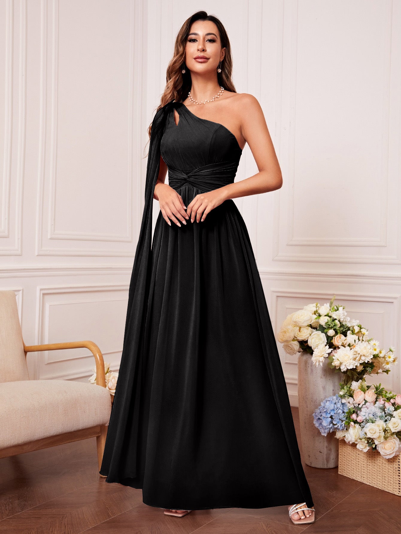 Women Summer Slash Shoulder Evening Dress 5