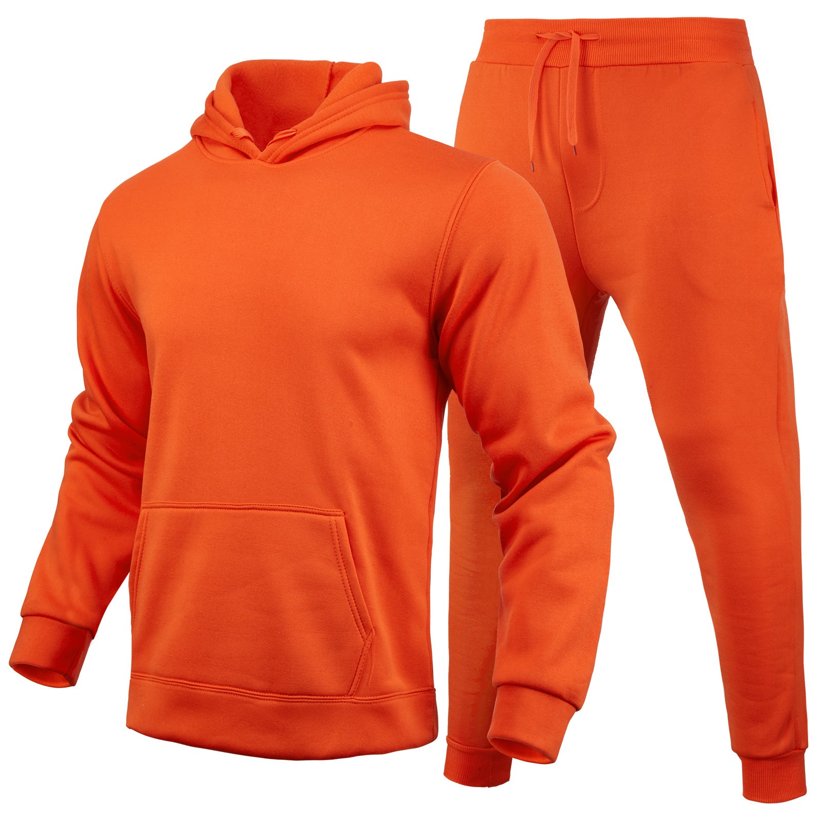 Men Casual Solid two-piece fleece loose Hoodies and sweatpants two-piece set 19