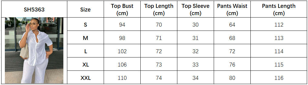 Women's short sleeve Turndown Collar shirt wide-leg trousers African two-piece set for women 7