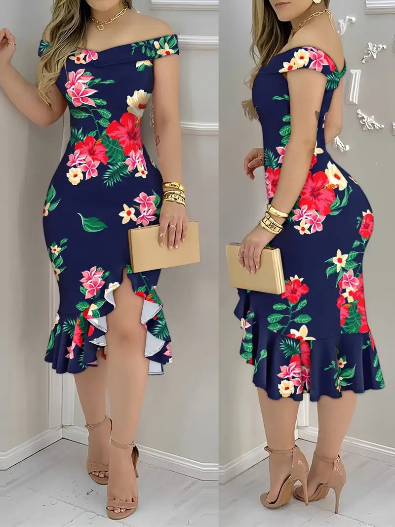 Women's Off-Shoulder Sexy Ruffled Dress 6