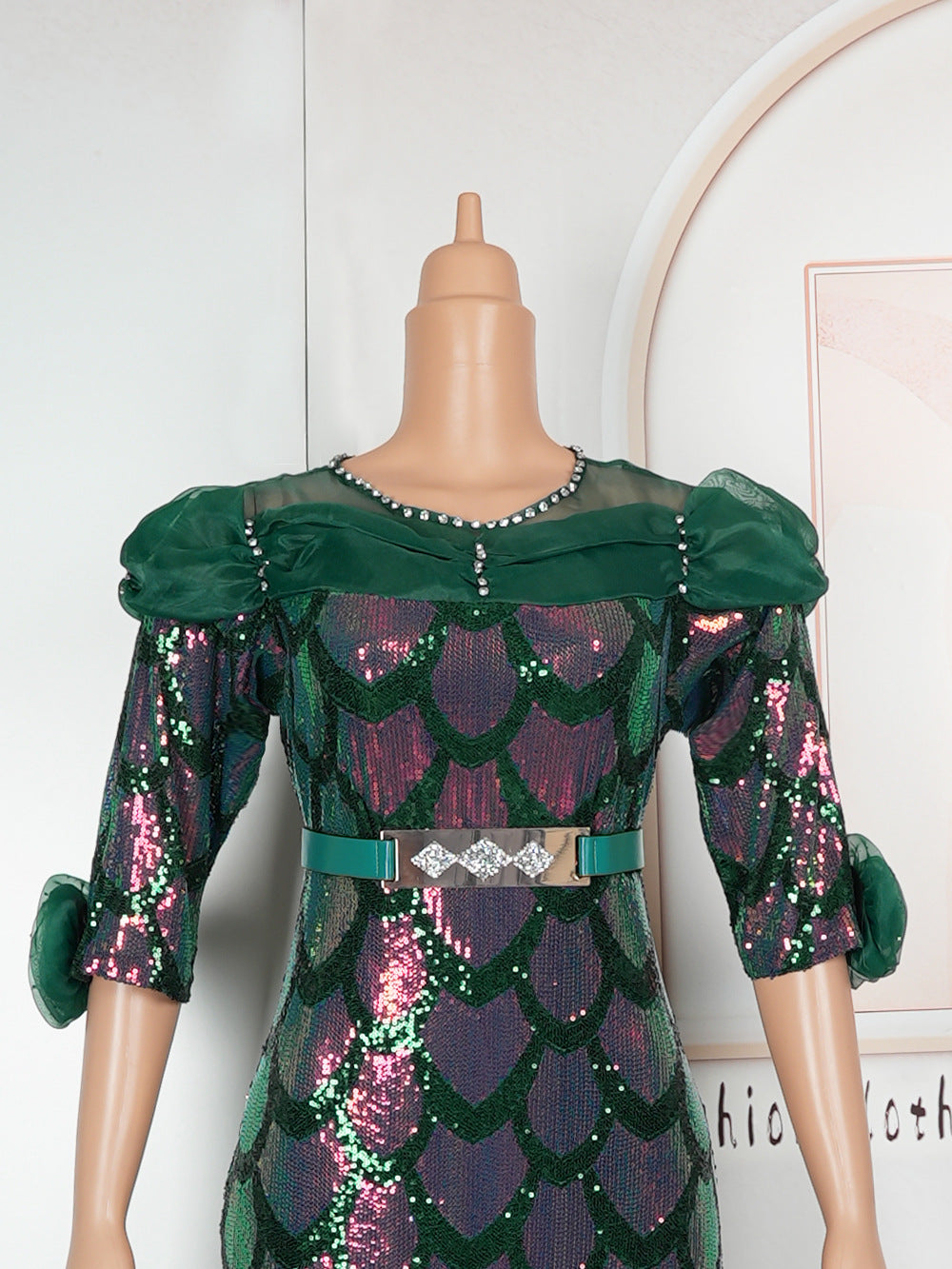 Plus Size Women Sequin Party Fishtail Dress 18