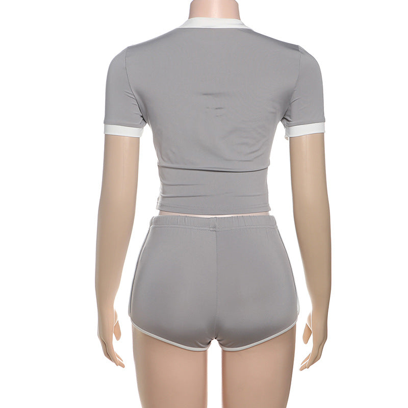 Women Style printed Crop Top and shorts two-piece set 22