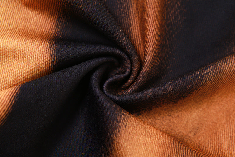 Summer Women's High Waist Digital Printed Fake Pockets Slim Fit Bell Bottom Casual Pants 15