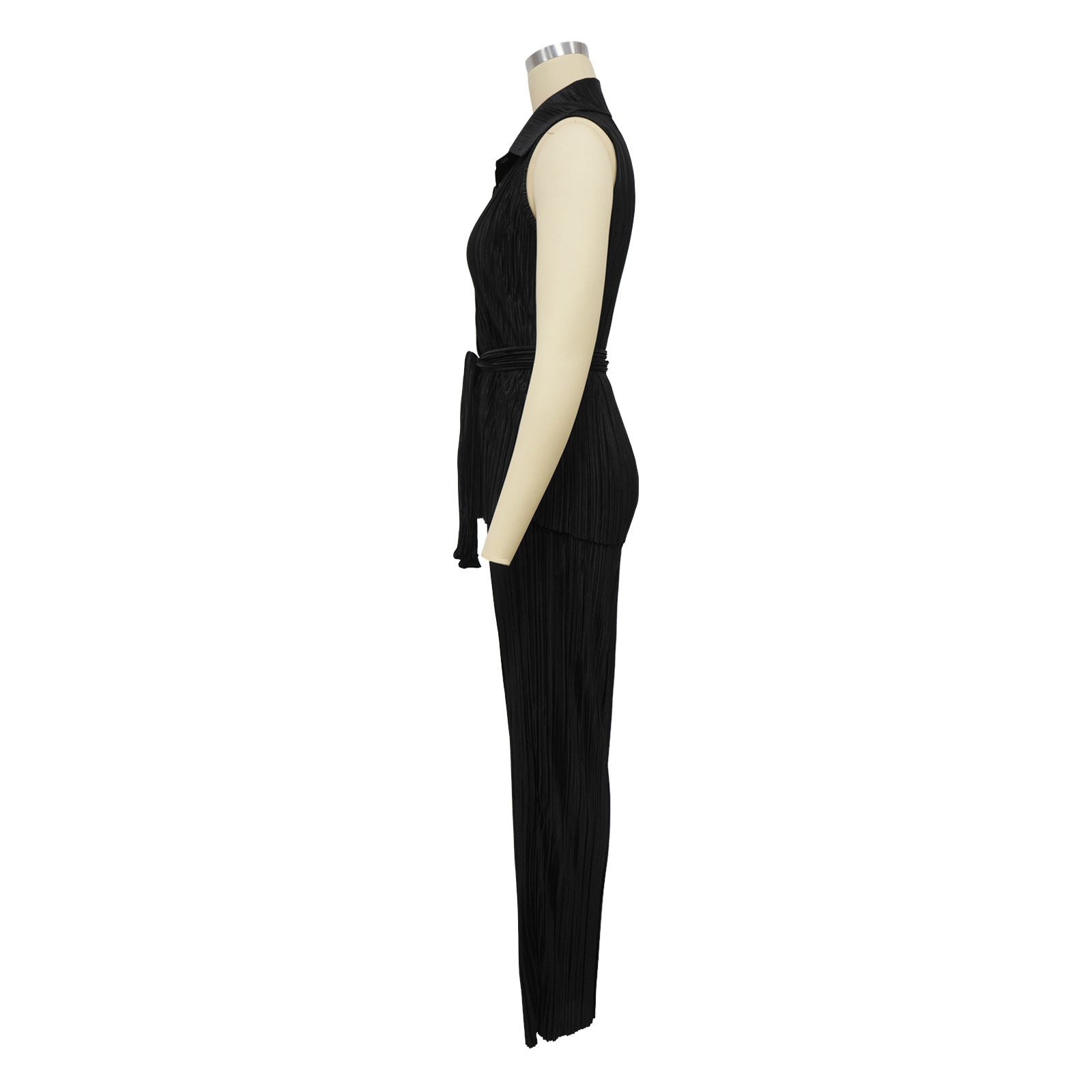 Fashionable Women's Sleeveless Pleated Casual Two Piece Pants Set 11