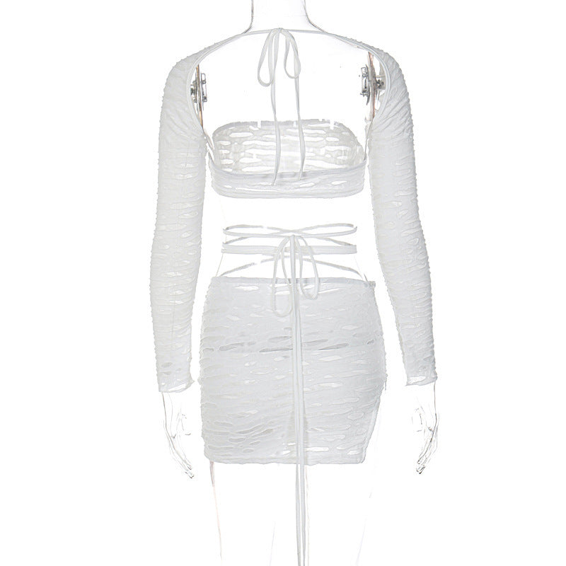 Womens Sexy Strapless Top and Tie Bodycon Mini dress Set 12