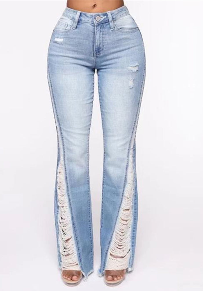 Plus Size Women Ripped Casual Denim trousers