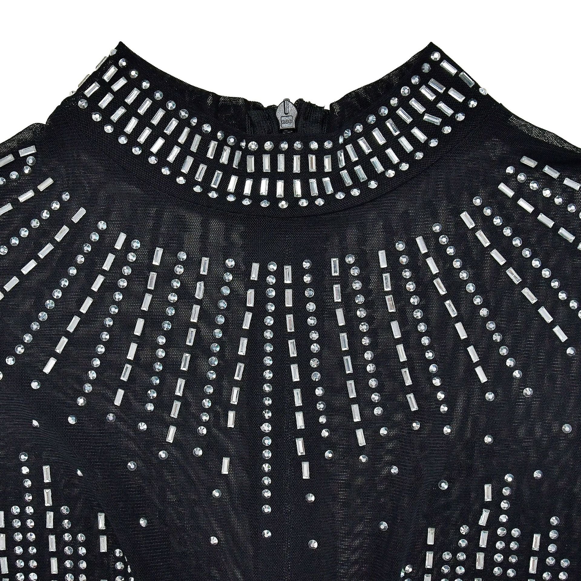 Fashion Women's Solid Color Mesh Beaded Long Sleeve Maxi Dress 16