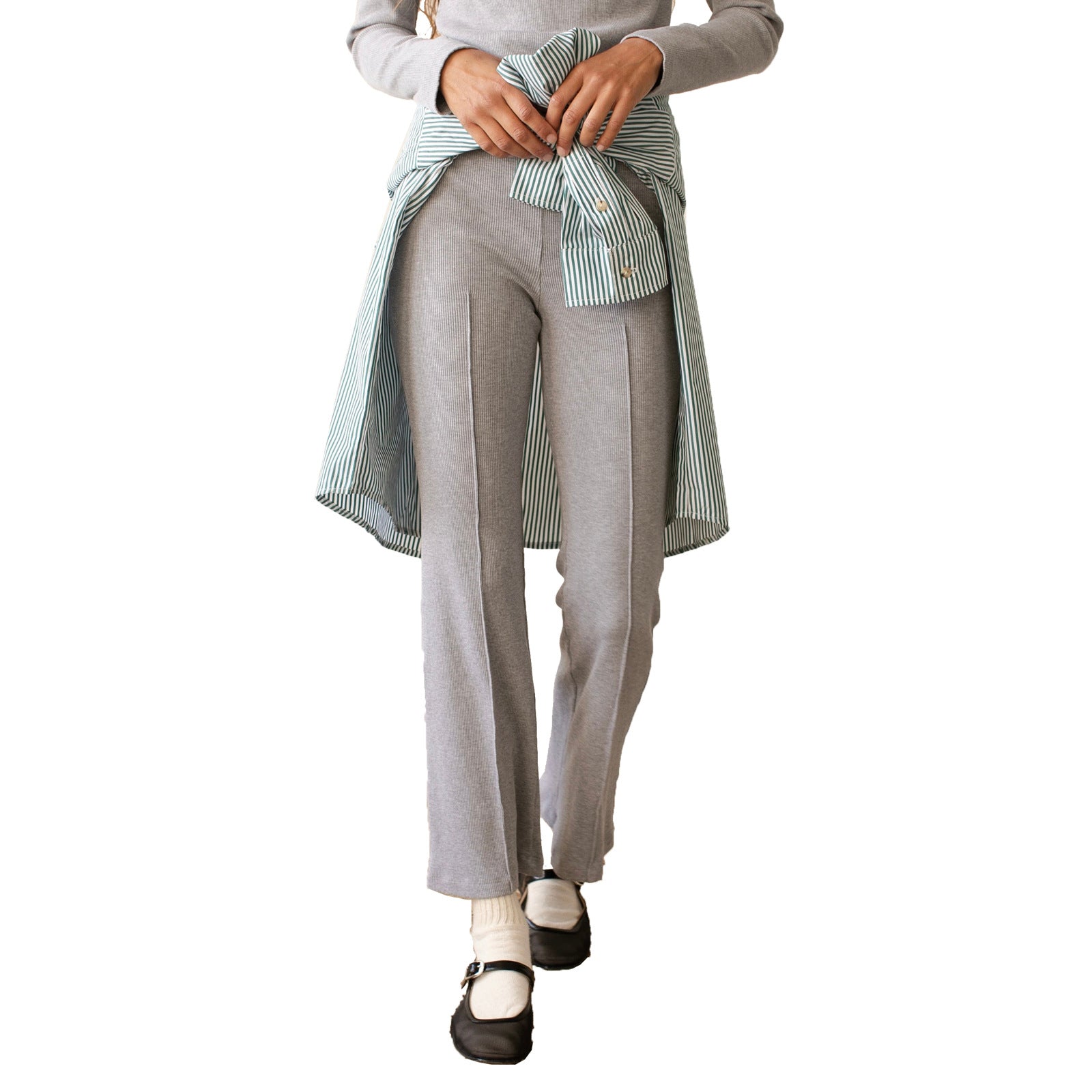 Women Casual Ribbed Bell Bottom Pant 13