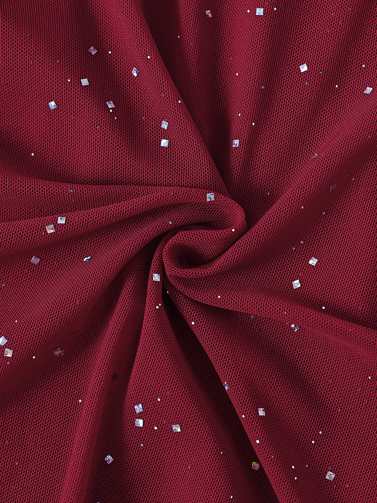 Mesh Bell Sleeve DSequin See-Through Mini Dress 13