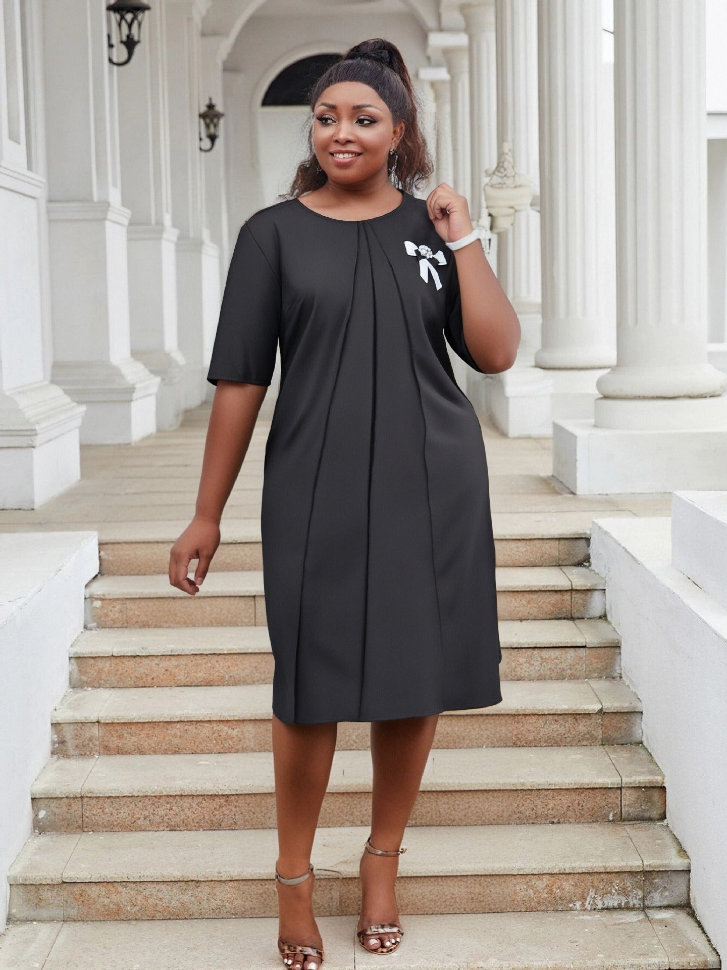 Plus Size Women Women Elegant Solid Casual Dresses 8