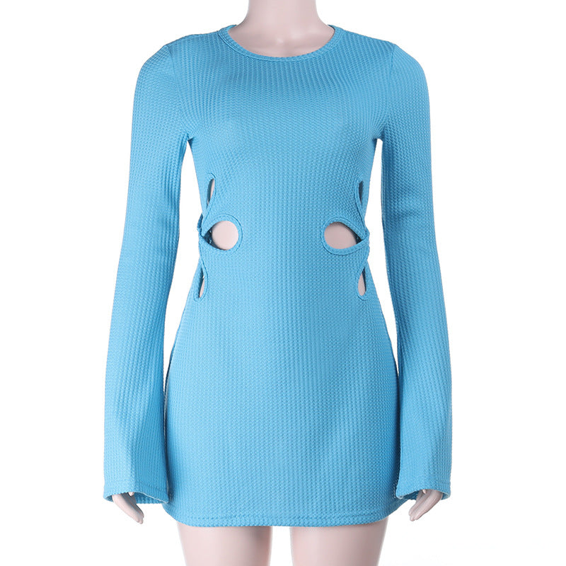 Women Fall Cutout Long-Sleeved Mini Dress 6