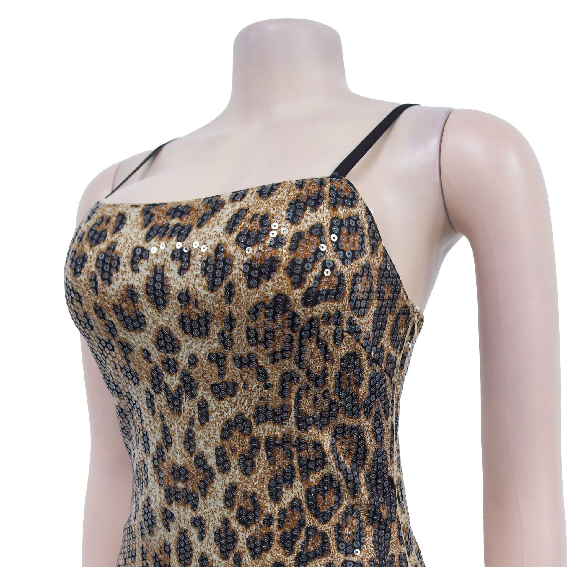 Women Sequined Strap Leopard Dress 11