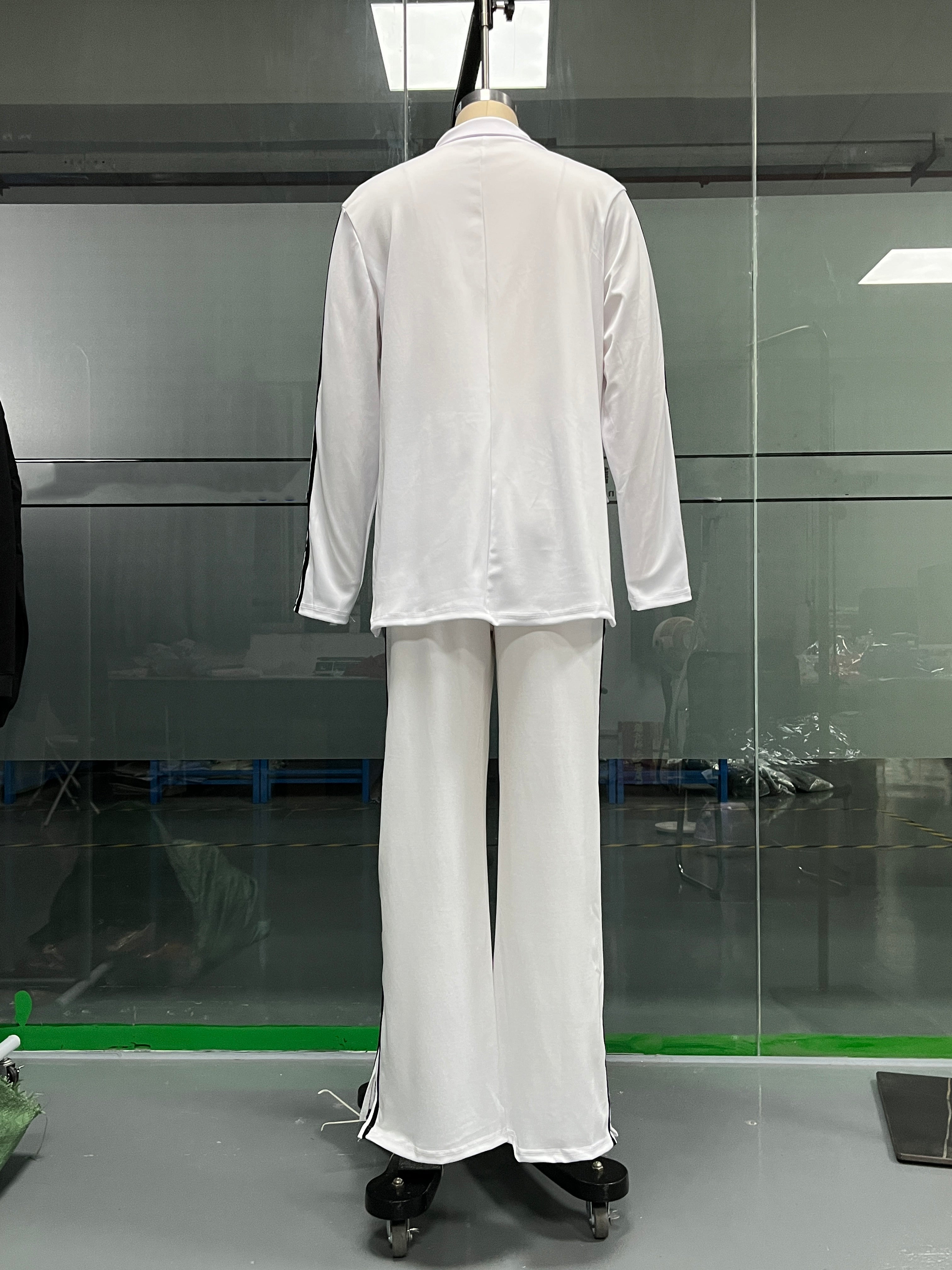 Women Casual Turndown Collar Blazer and Wide Leg Pants Two Piece Set 10