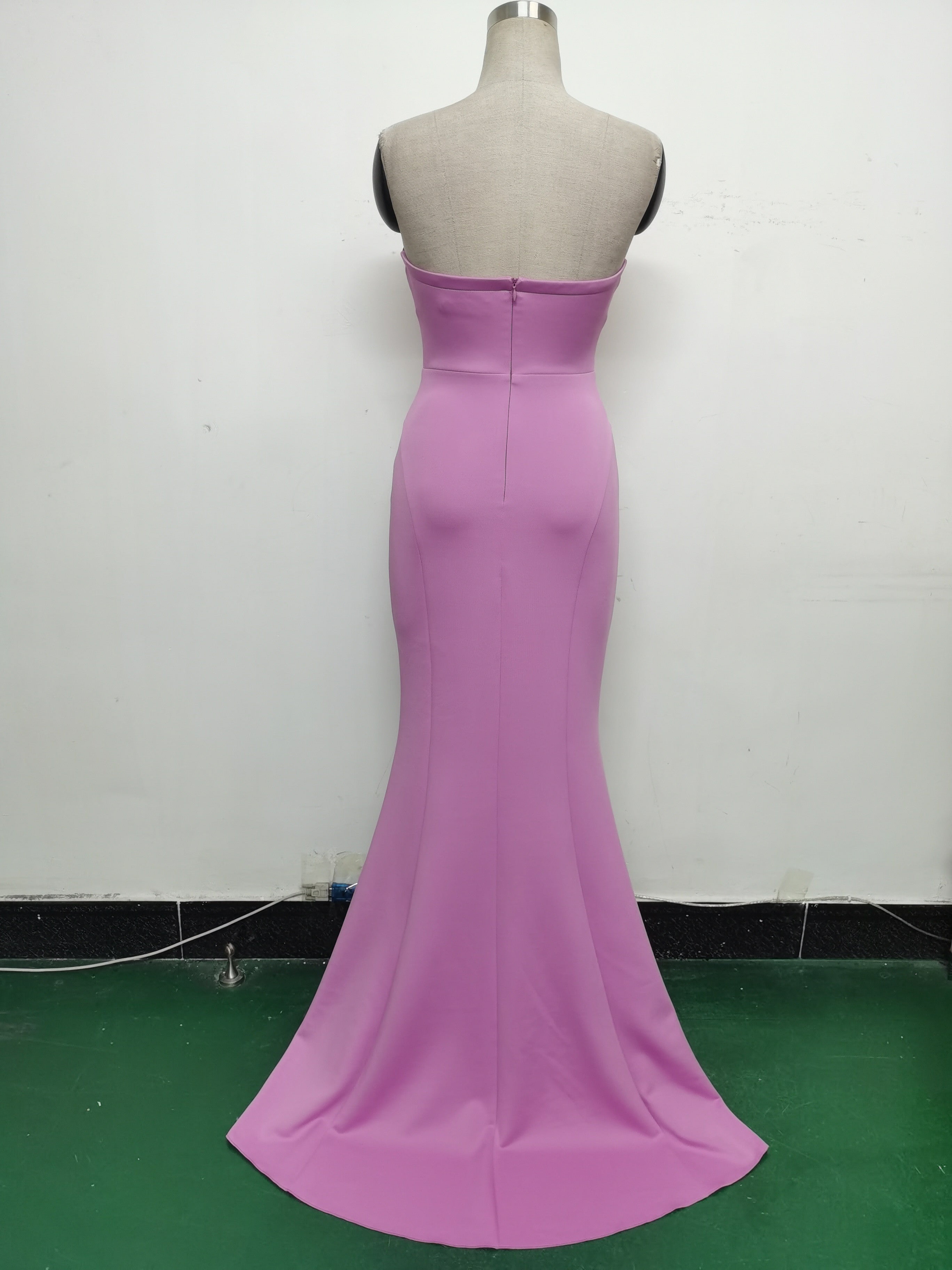 Women Satin Beaded Evening Dress 27