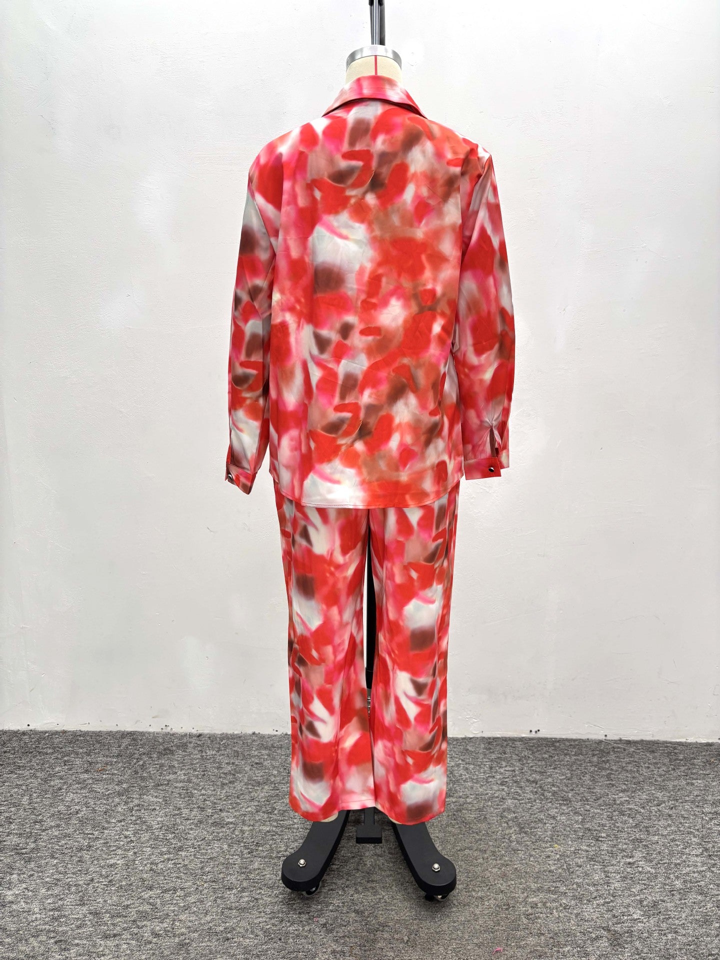 Long-Sleeved Gradient Print Shirt & Wide-Leg Pants African Women's Two-Piece Set