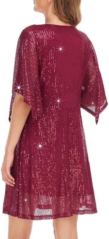 Women's Sequin Split Sleeve Loose Party Dress 4