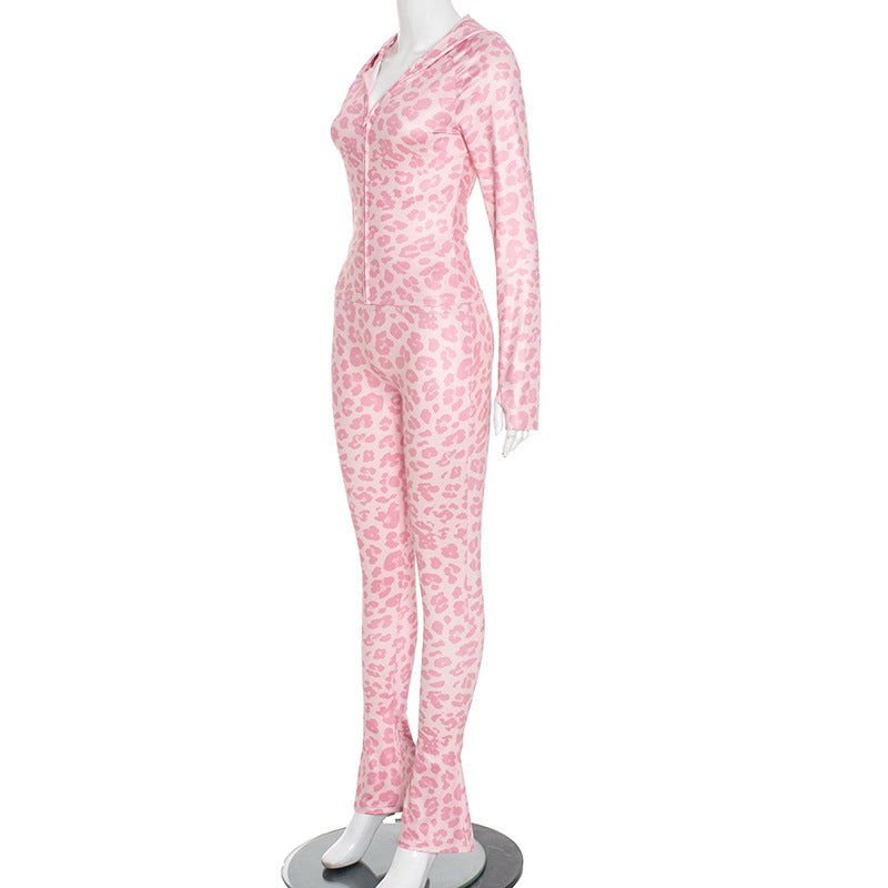 Women's Autumn Fashion Hooded Camouflage Print Long Sleeve Sports Slim Fit Casual Pants Set 7