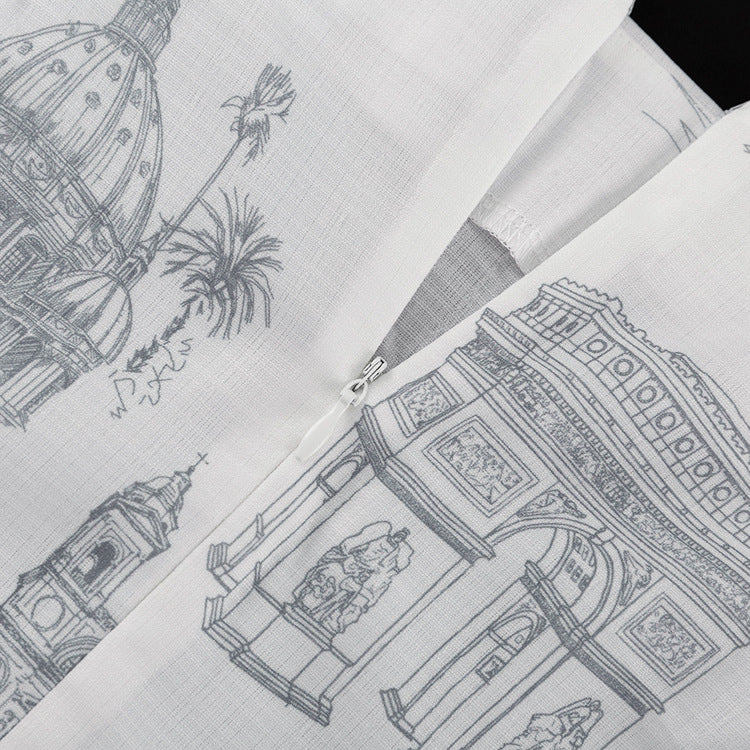 Women's Fashion Printed Short Sleeve Shirt Lace-Up Bodycon Skirt Two-Piece Suit 16