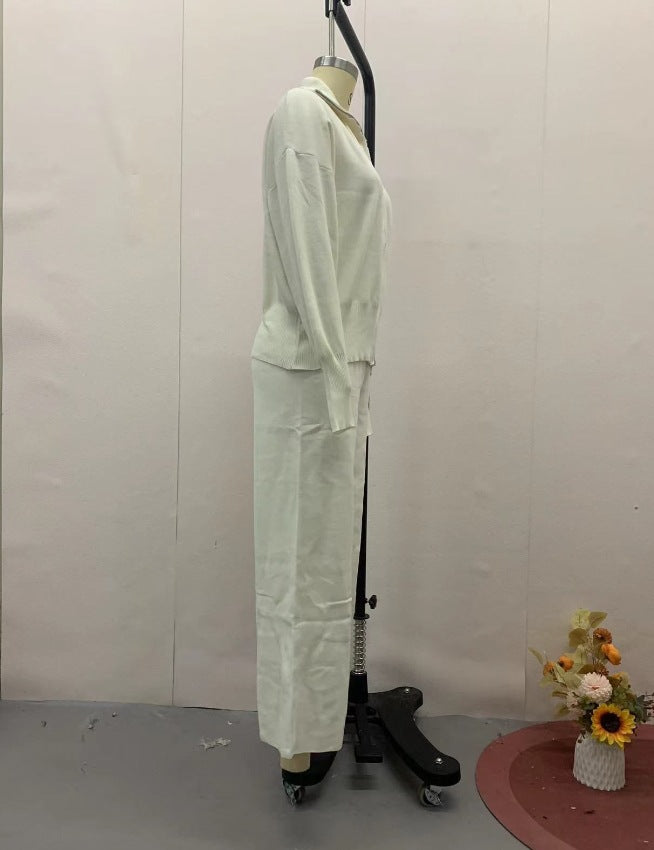 Women Fall Solid Crop Top And Pant Two-piece Set 13