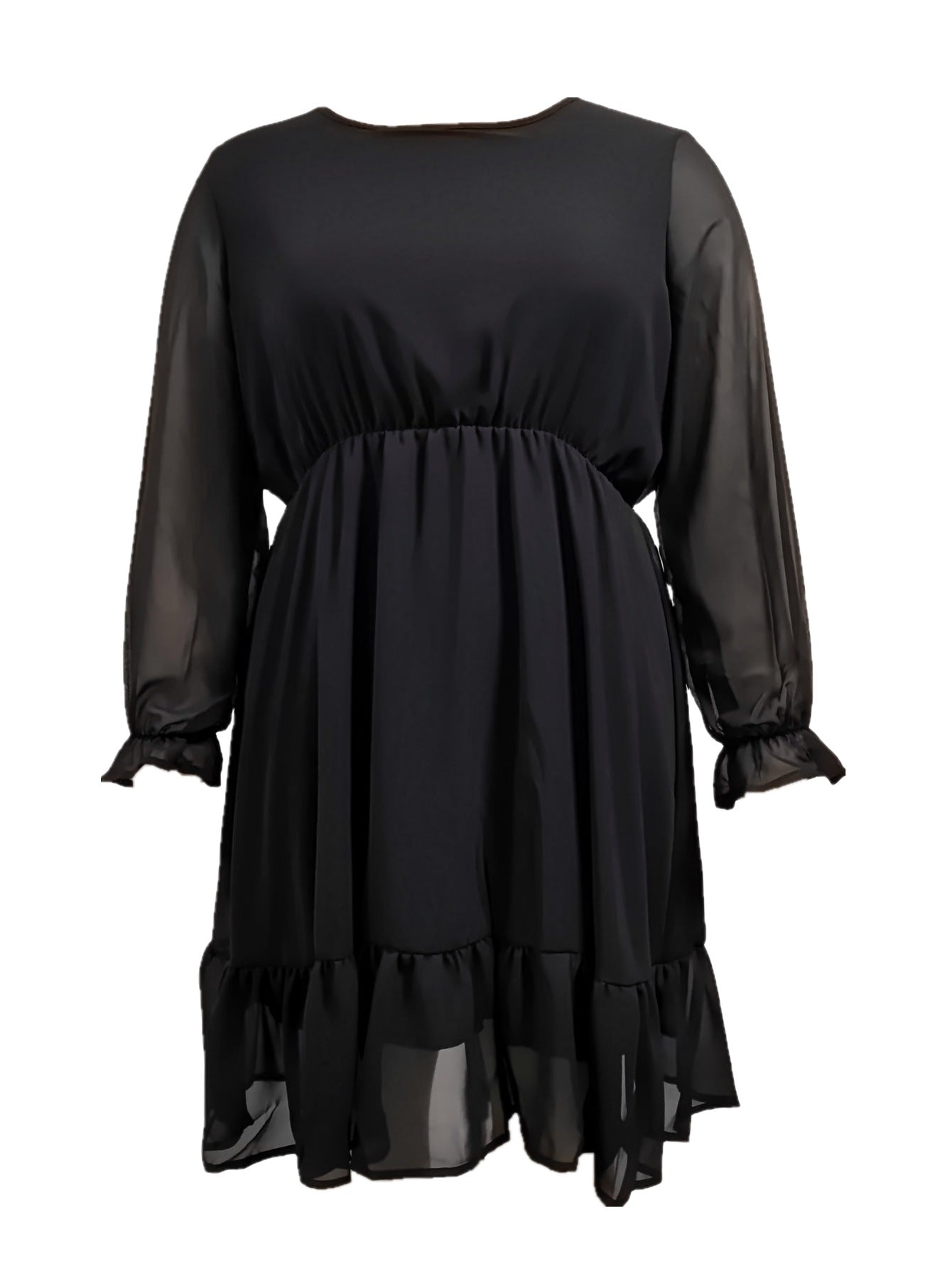 Autumn Plus Size Women's Long Sleeve Chiffon Dress 6