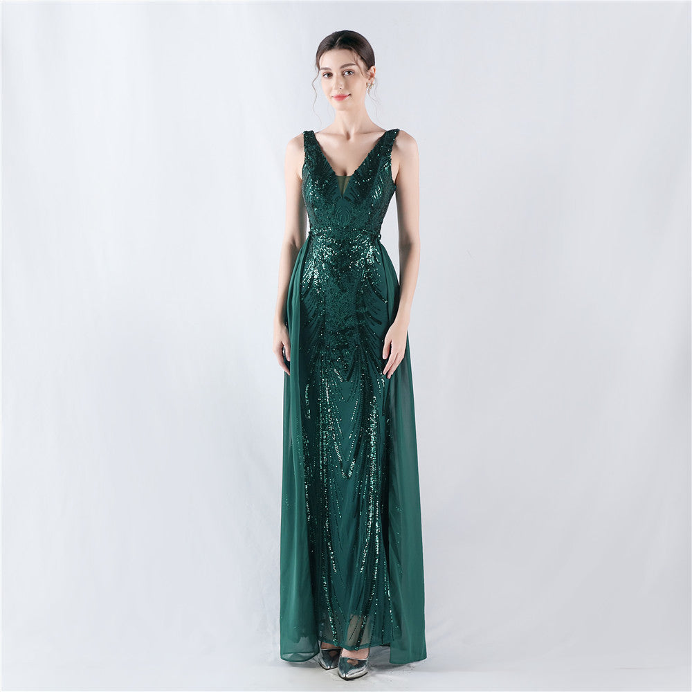 Plus Size Women Sequined Formal Party Maxi Evening Dress 8