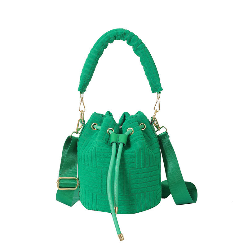 Women Flannel Bucket Bag Single Shoulder Crossbody Bag 12