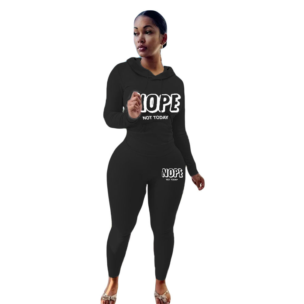 Plus Size Women's Sexy Fashion Printed Sports Two-Piece Pants Set 16