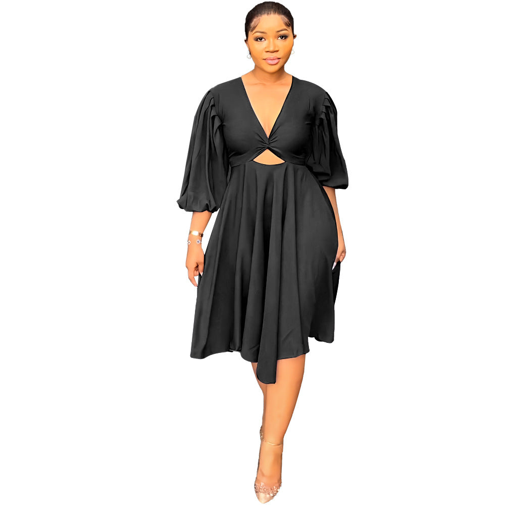 Women v-neck cutout dress 10