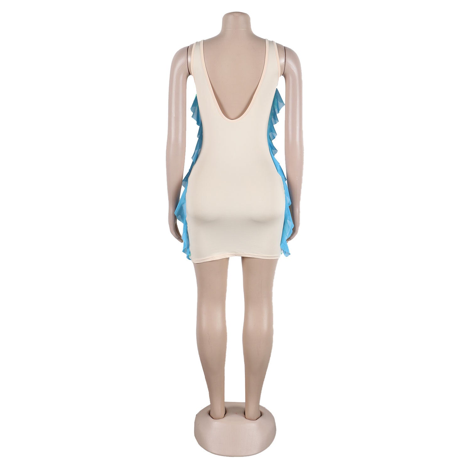 Women Contrasting Ruffles Line Irregular Mini Dress 15