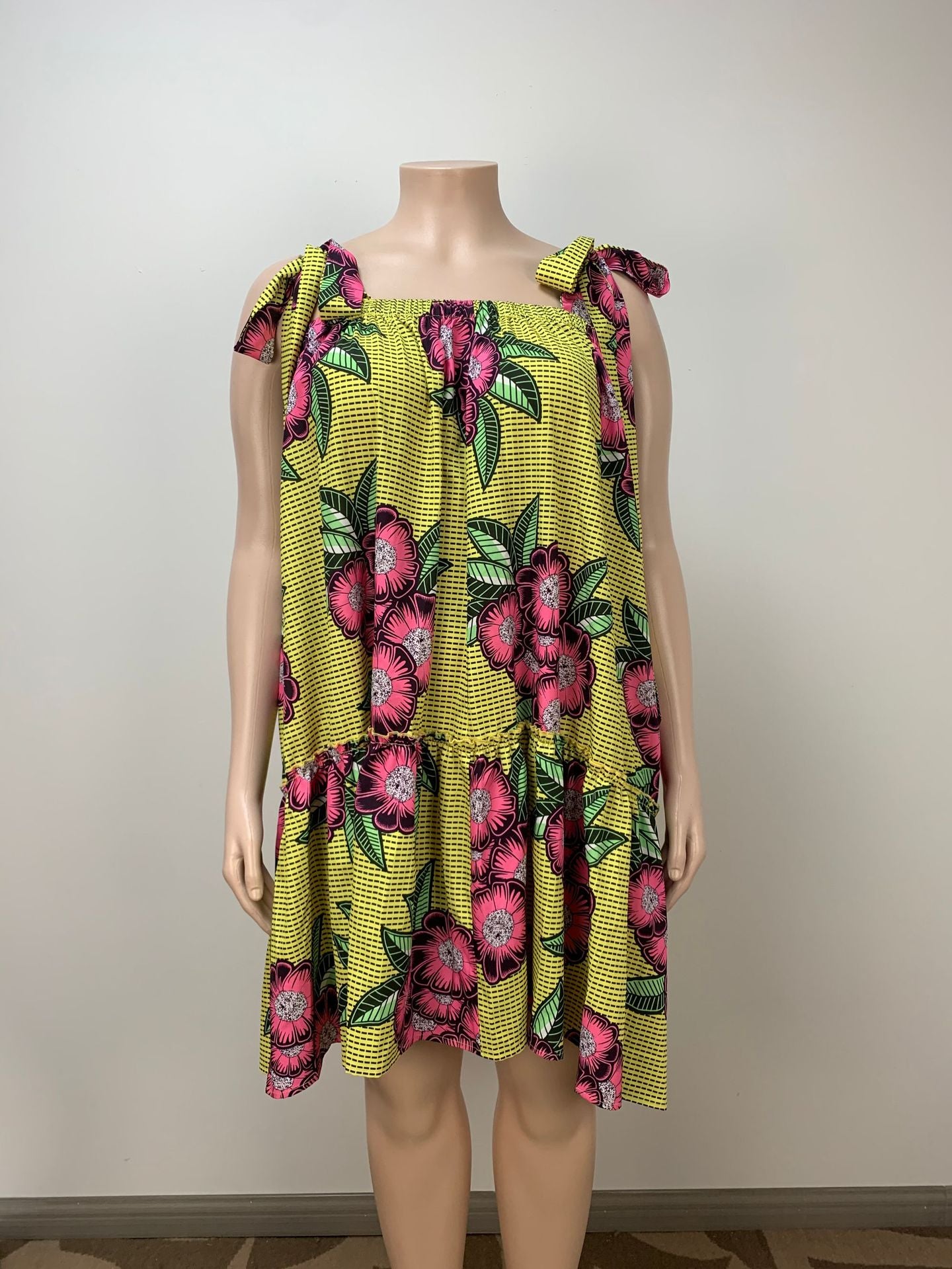 Plus Size Women Summer Holidays Loose Strappy Dress 4