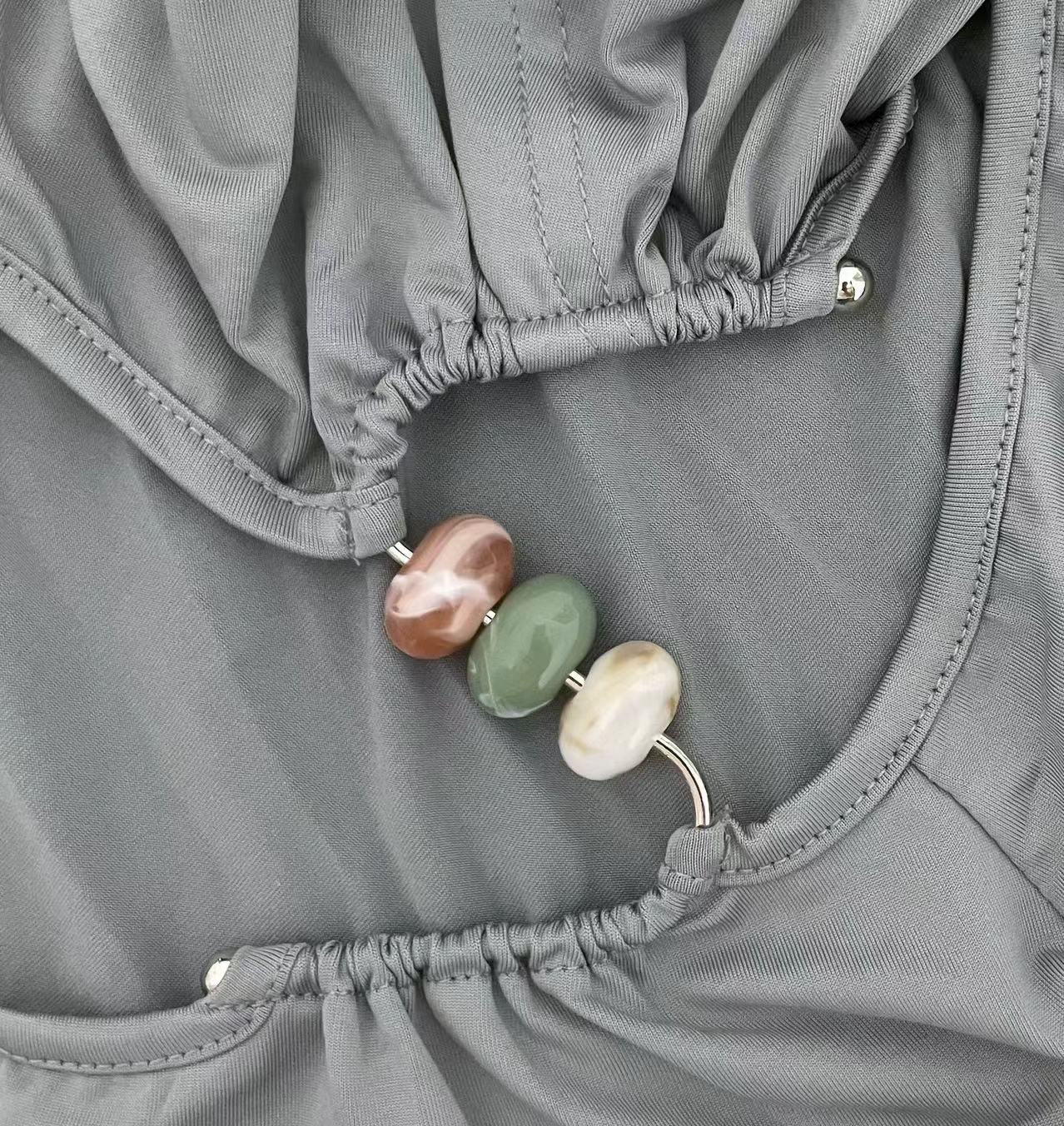 Women summer Cut Out beaded short sleeve Crop Top and Long Skirt two-piece set 10