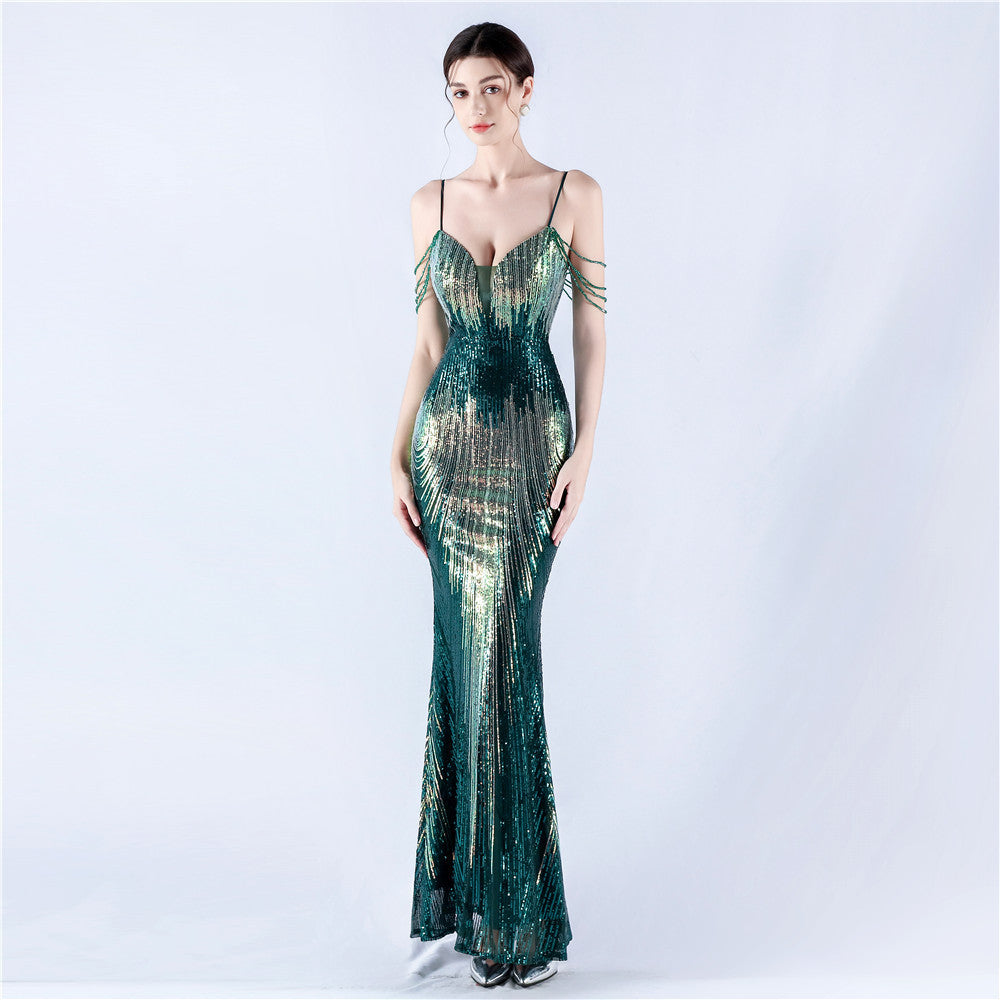 Women sequined beaded evening dress 13