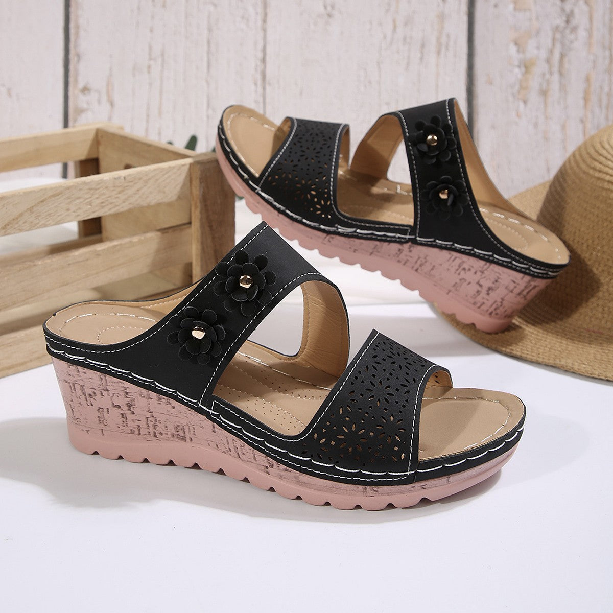 Plus Size women's stitching wedge heel sandals