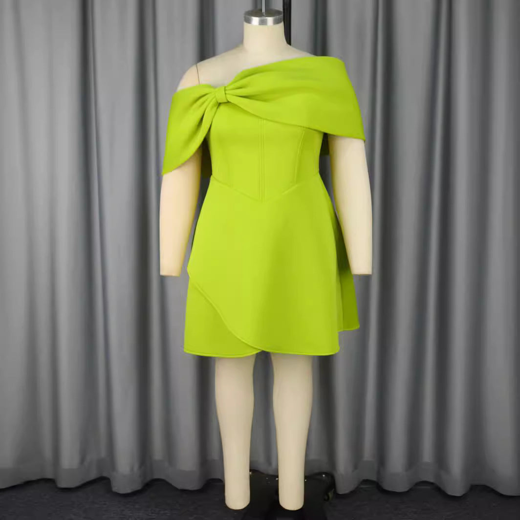 Spring Summer Off Shoulder Bowknot A-Line Party Dress 3