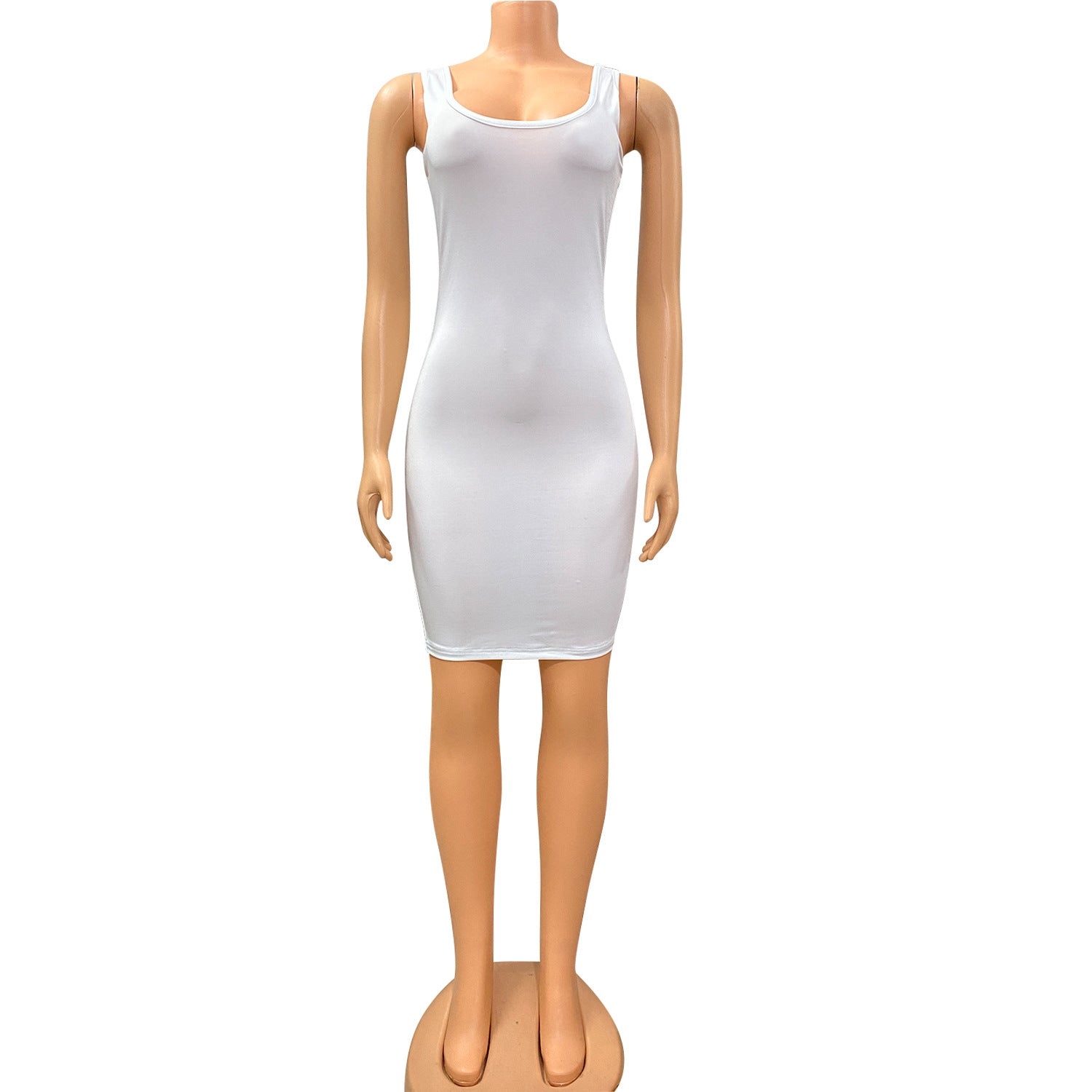 Summer Women's Sexy Tight Fitting Sleeveless Round Neck Dress 13