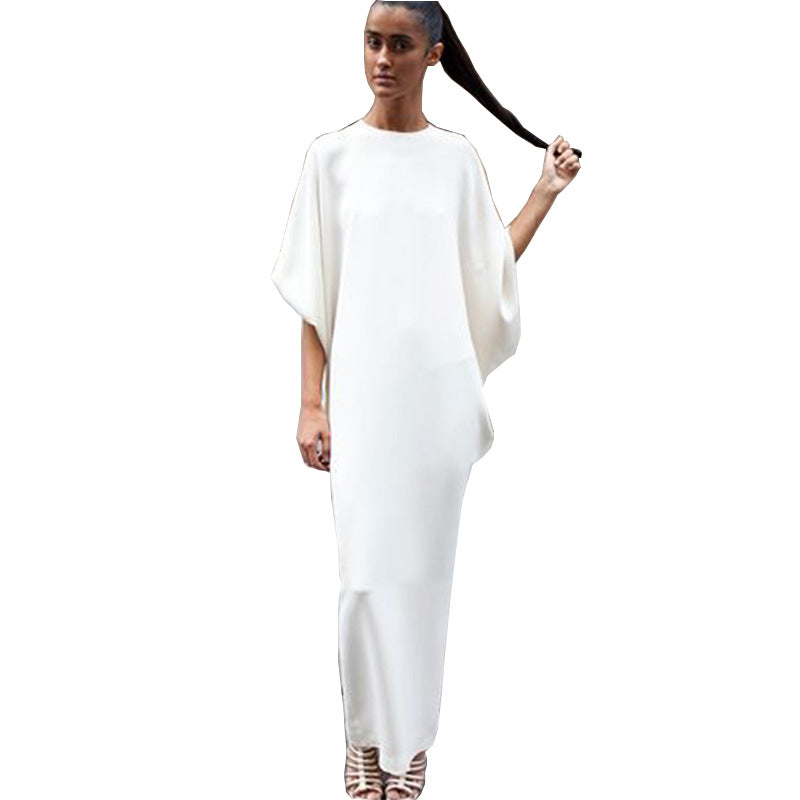 Women's Round Neck Solid Loose Gown Dress 3