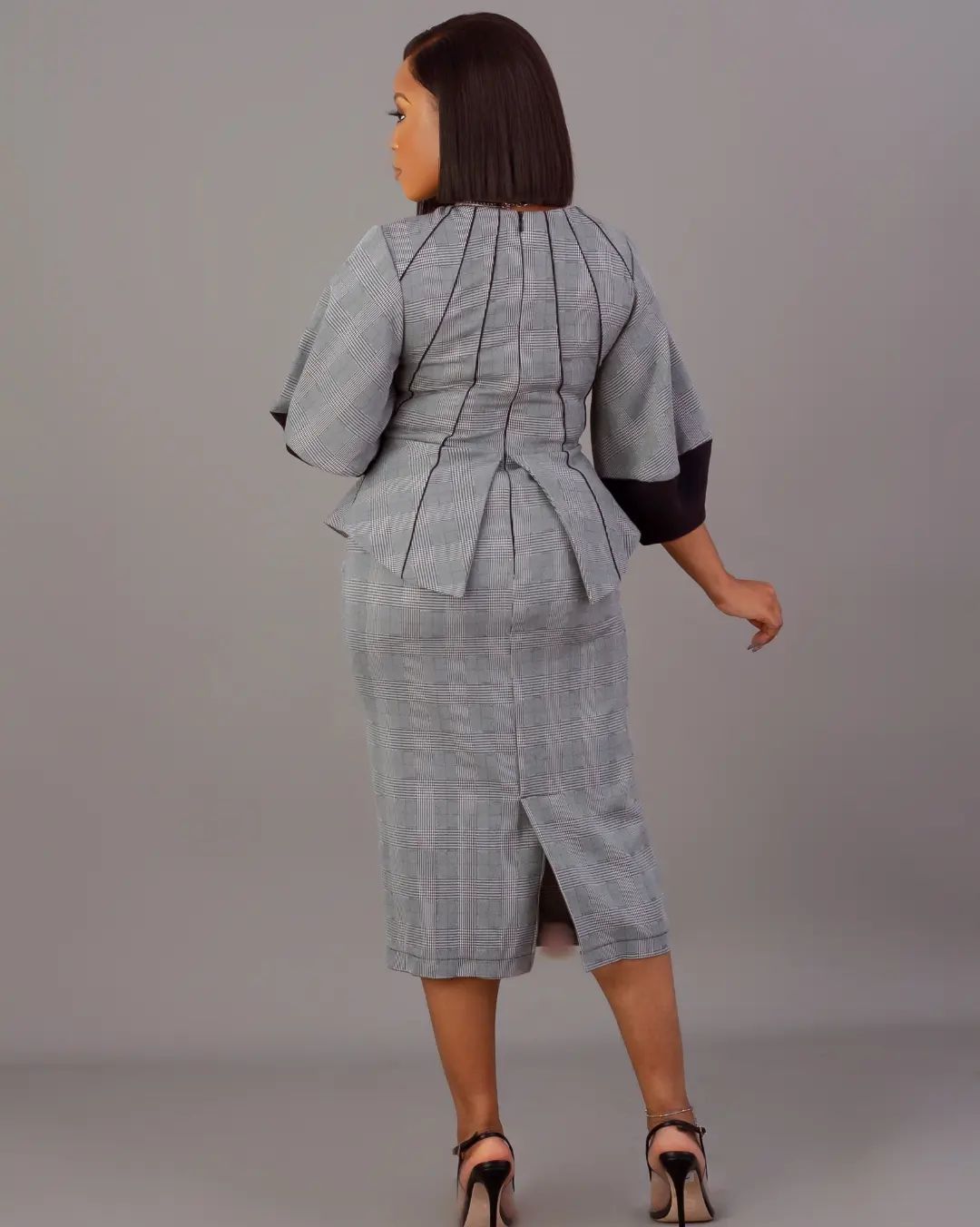 Women Print Patchwork Armhole Long Sleeve Top and Skirt Two-piece Set