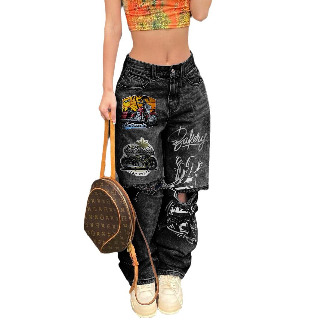 Women's Spring Summer High Waist Slim Fit Denim Pants 8