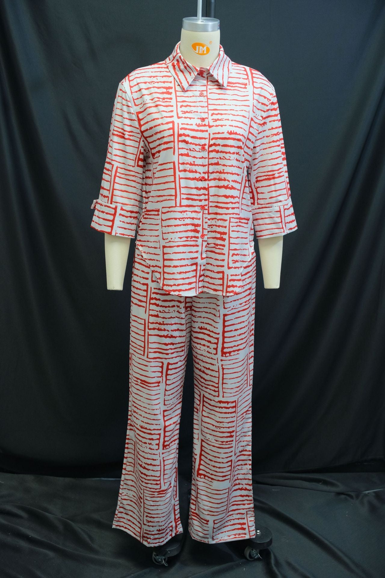 Women's Summer Printed Three-Quarter Sleeve Shirt & Loose Top Trousers Set 7