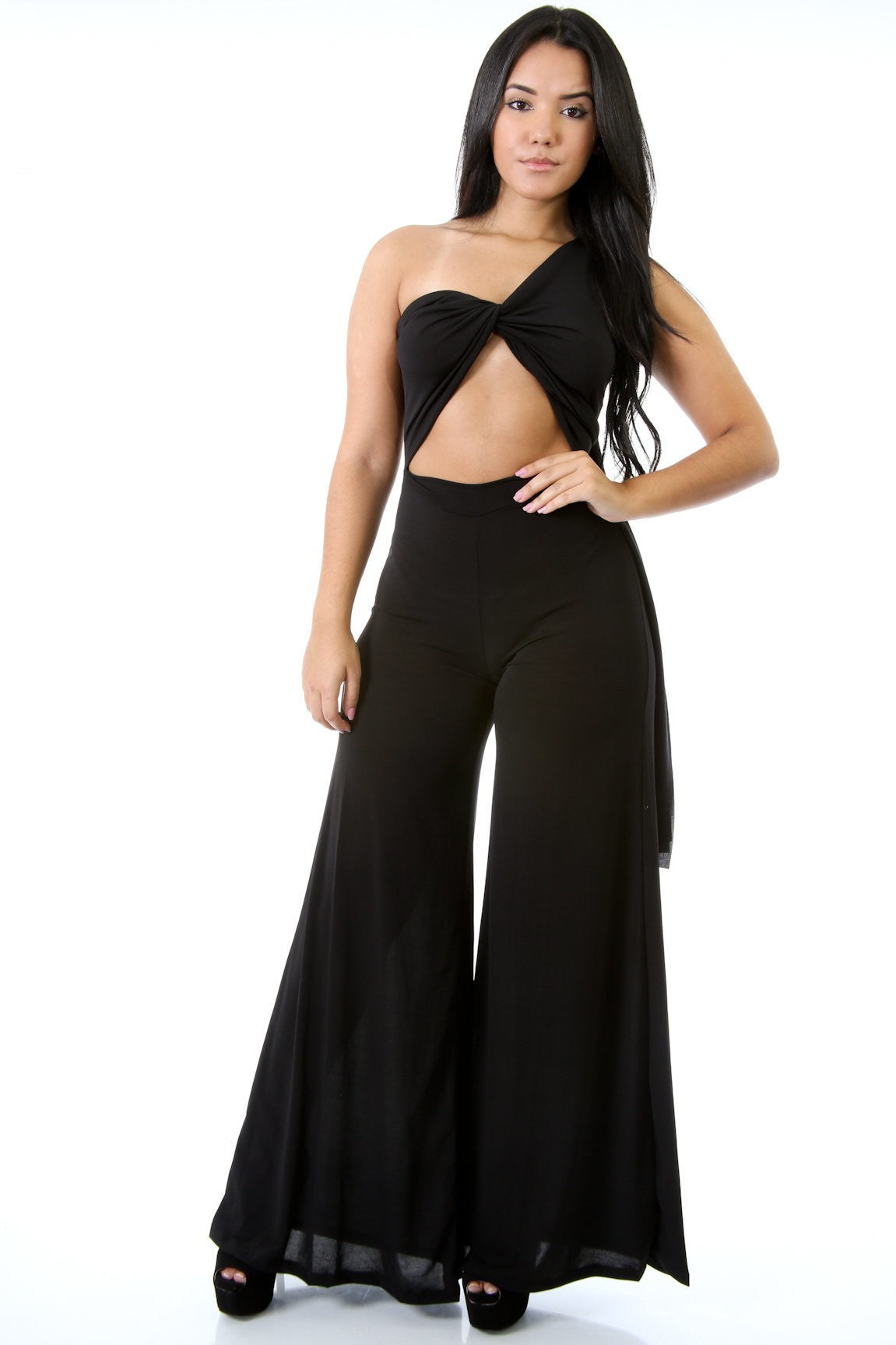 Fashion Solid Color Sleeveless Lace-Up Loose Wide Leg Jumpsuit