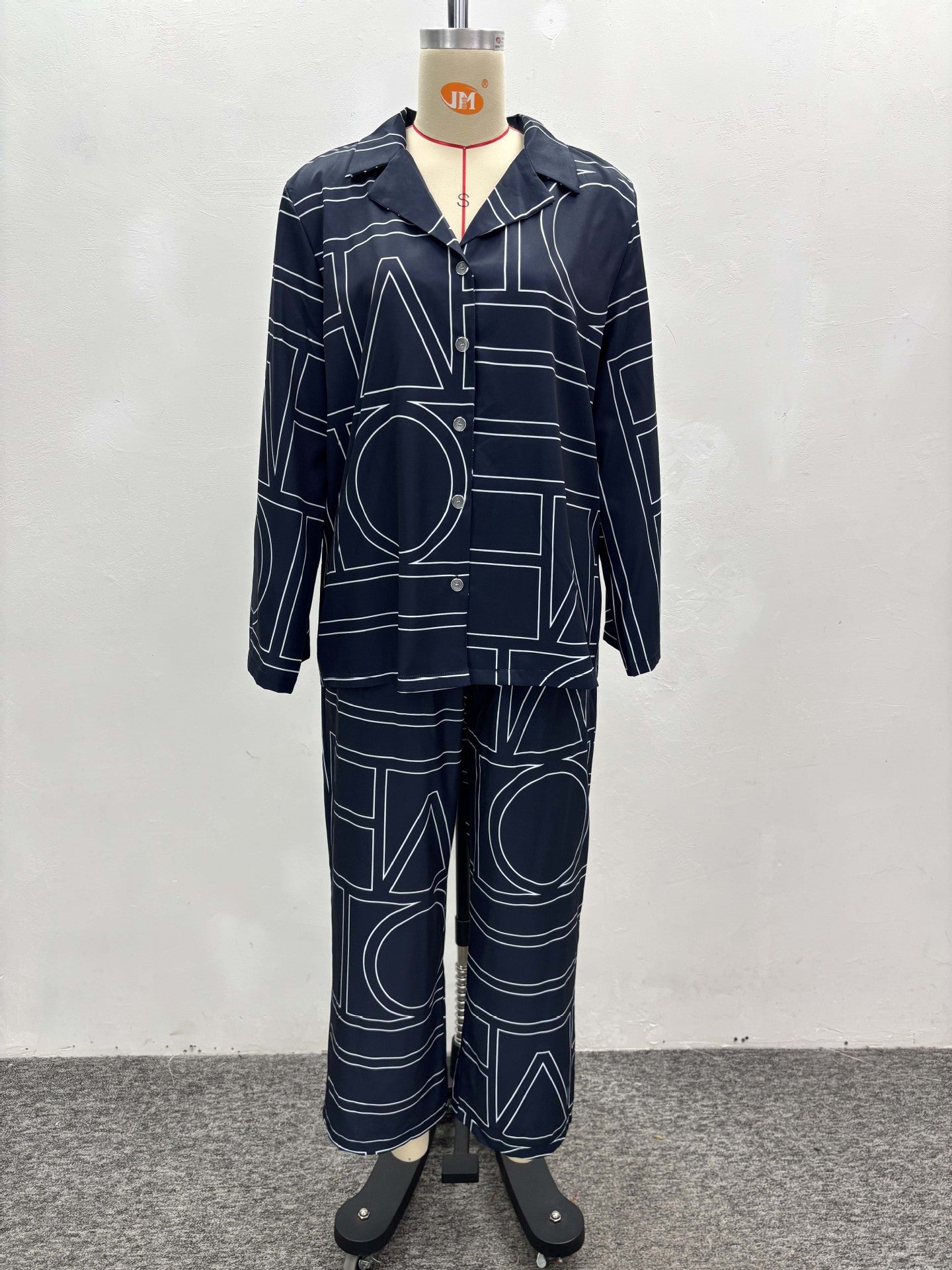 African Women Turndown Collar Long-sleeved printed shirt and wide-leg pants two-piece set 5