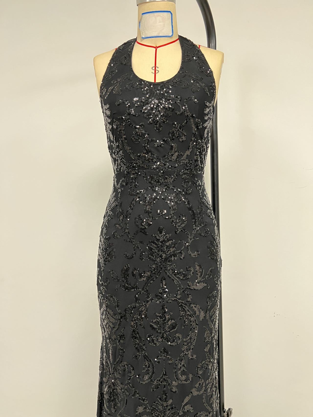 Women's Sexy Halter Neck Sequin Dress Fashion Long Gown 7